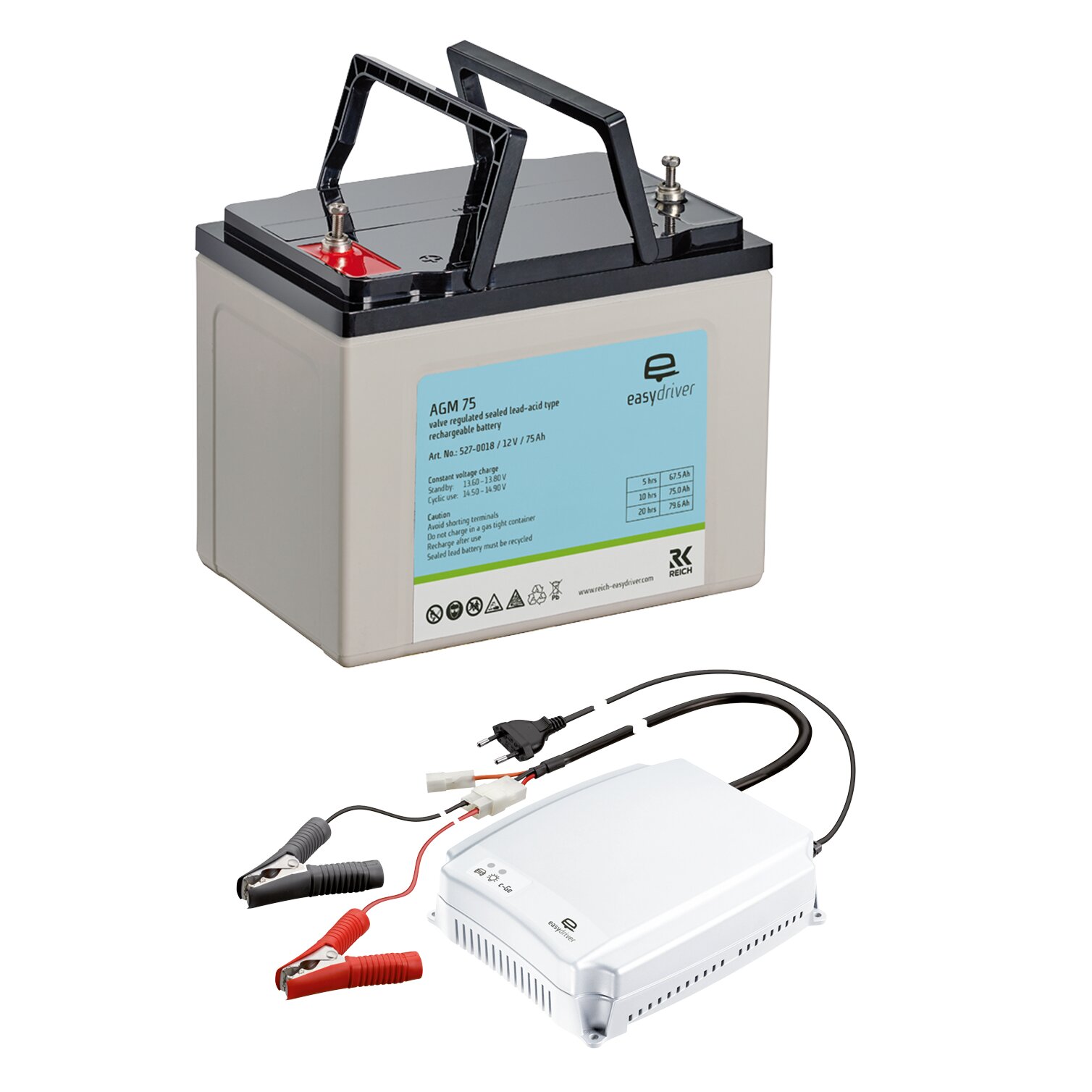 Batterie- und Ladegerät-Set für Rangierantriebe Energie-Paket, 75 Ah