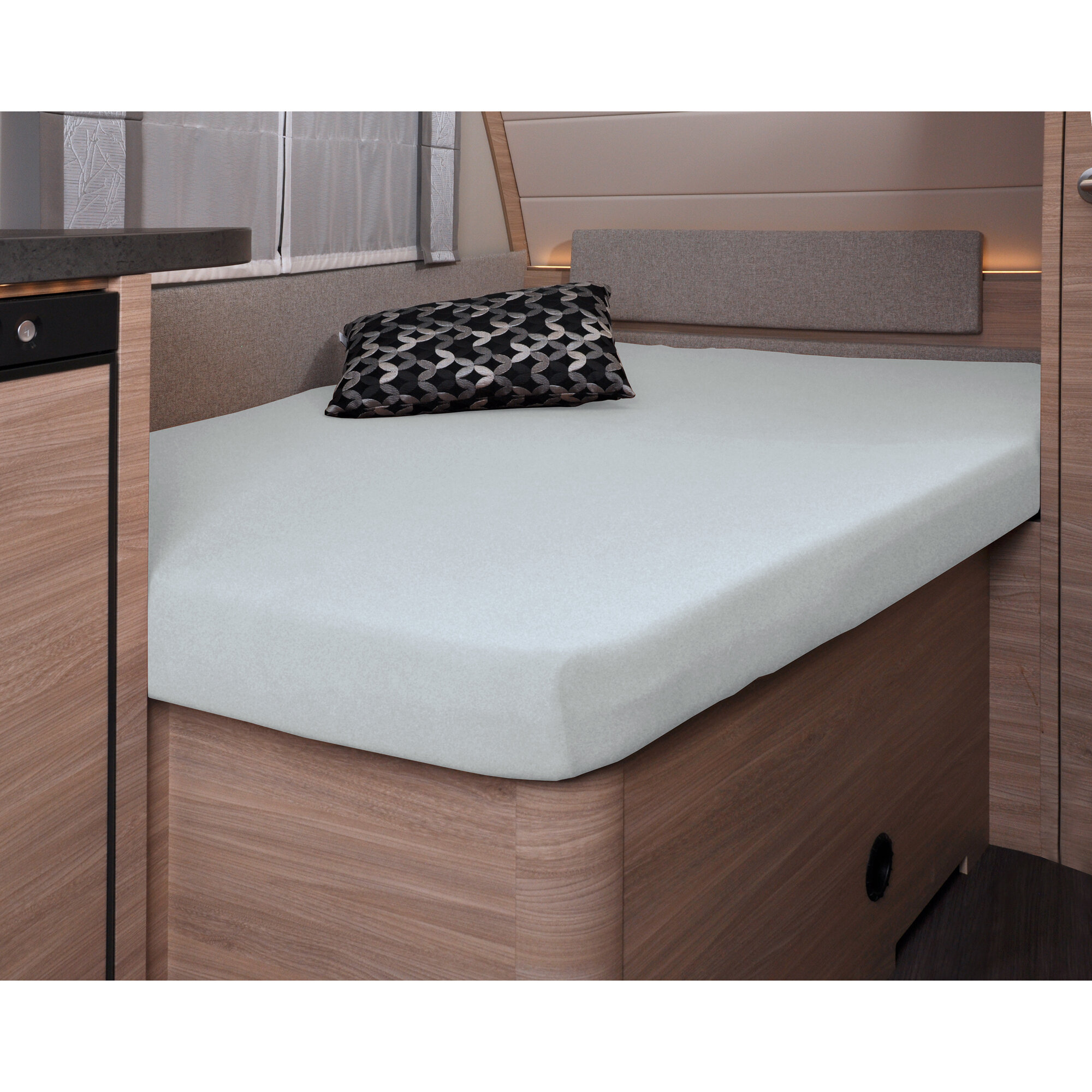 Molton-Stretch Schonbezug für französisches Bett im Wohnmobil