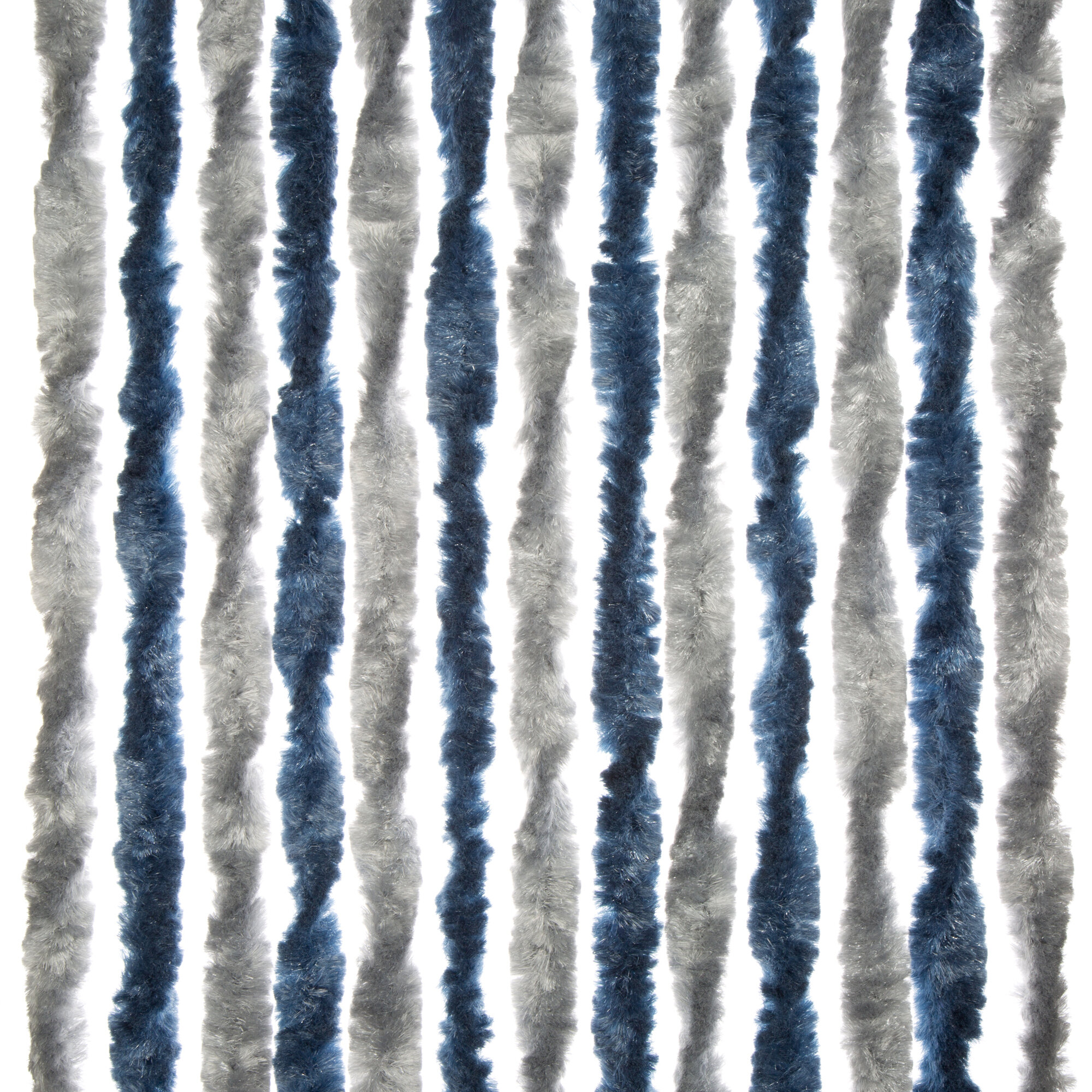 Flauschvorhang 100 cm breit, blau | silber